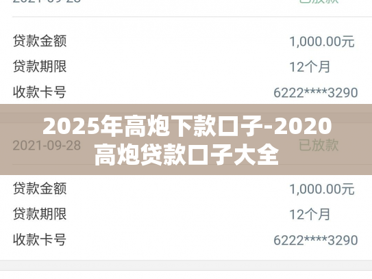 2025年高炮下款口子-2020高炮贷款口子大全