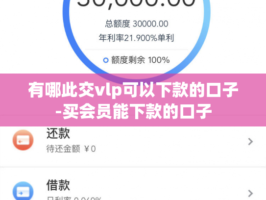 有哪此交vlp可以下款的口子-买会员能下款的口子