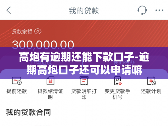 高炮有逾期还能下款口子-逾期高炮口子还可以申请嘛