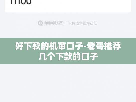 好下款的机审口子-老哥推荐几个下款的口子