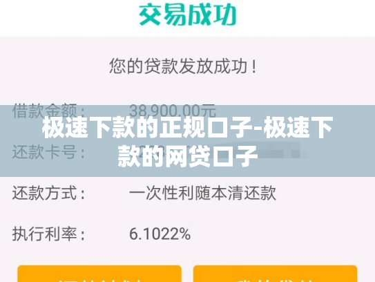 极速下款的正规口子-极速下款的网贷口子