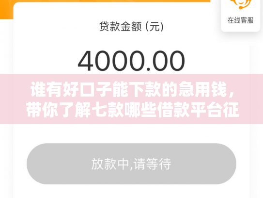 谁有好口子能下款的急用钱，带你了解七款哪些借款平台征信花了可以下款