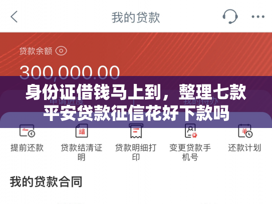 身份证借钱马上到，整理七款平安贷款征信花好下款吗