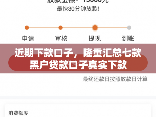 近期下款口子，隆重汇总七款黑户贷款口子真实下款