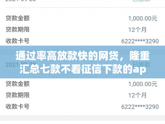 通过率高放款快的网贷，隆重汇总七款不看征信下款的app