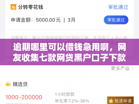 逾期哪里可以借钱急用啊，网友收集七款网贷黑户口子下款口子