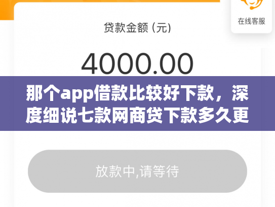 那个app借款比较好下款，深度细说七款网商贷下款多久更新征信