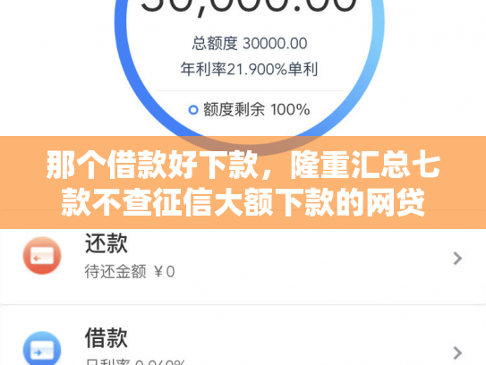 那个借款好下款，隆重汇总七款不查征信大额下款的网贷