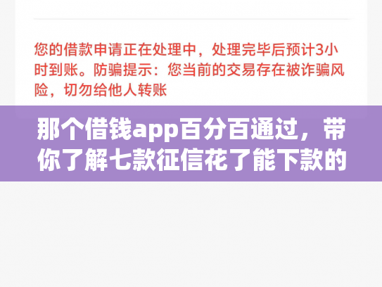 那个借钱app百分百通过，带你了解七款征信花了能下款的9网贷