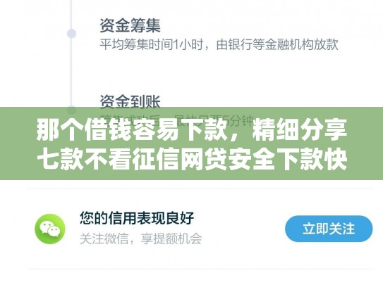 那个借钱容易下款，精细分享七款不看征信网贷安全下款快