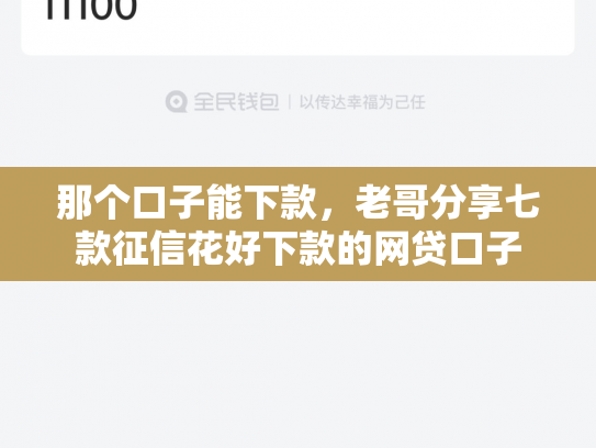 那个口子能下款，老哥分享七款征信花好下款的网贷口子