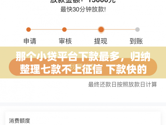那个小贷平台下款最多，归纳整理七款不上征信 下款快的网贷