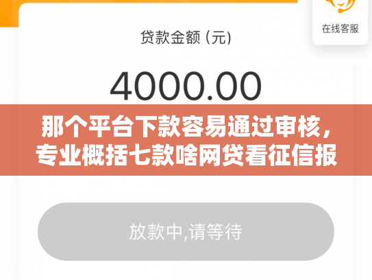 那个平台下款容易通过审核，专业概括七款啥网贷看征信报告好下款