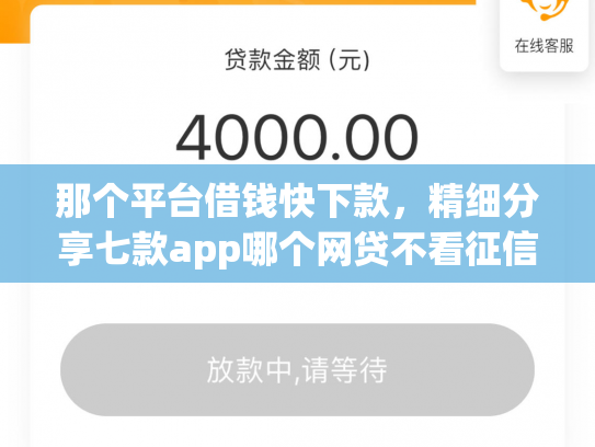 那个平台借钱快下款，精细分享七款app哪个网贷不看征信下款快