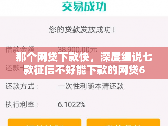 那个网贷下款快，深度细说七款征信不好能下款的网贷6