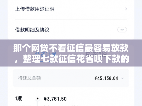 那个网贷不看征信最容易放款，整理七款征信花省呗下款的网贷