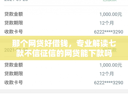 那个网贷好借钱，专业解读七款不信征信的网贷能下款吗