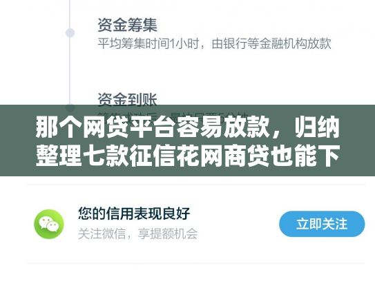 那个网贷平台容易放款，归纳整理七款征信花网商贷也能下款