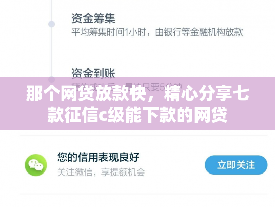 那个网贷放款快，精心分享七款征信c级能下款的网贷