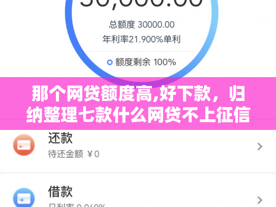那个网贷额度高,好下款，归纳整理七款什么网贷不上征信好下款