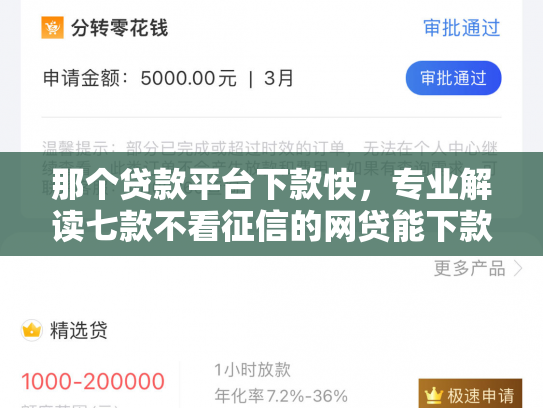 那个贷款平台下款快，专业解读七款不看征信的网贷能下款
