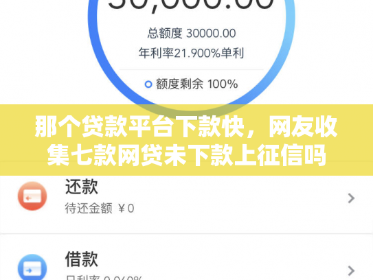 那个贷款平台下款快，网友收集七款网贷未下款上征信吗