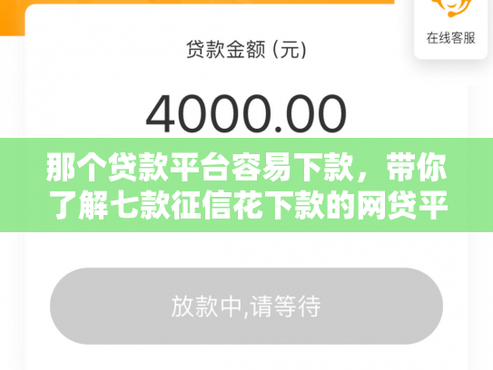 那个贷款平台容易下款，带你了解七款征信花下款的网贷平台