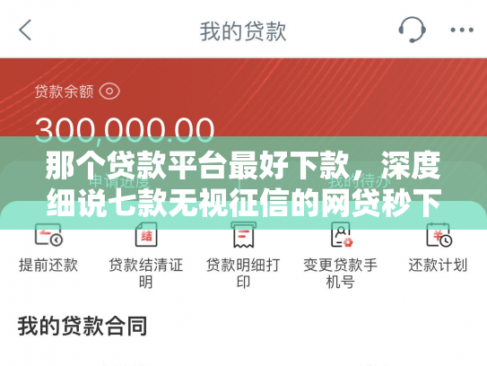 那个贷款平台最好下款，深度细说七款无视征信的网贷秒下款