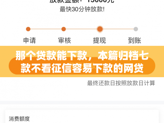 那个贷款能下款，本篇归档七款不看征信容易下款的网贷