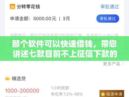那个软件可以快速借钱，带您讲述七款目前不上征信下款的网贷