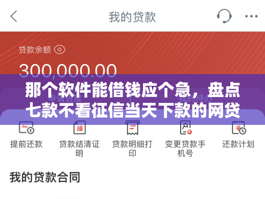 那个软件能借钱应个急，盘点七款不看征信当天下款的网贷