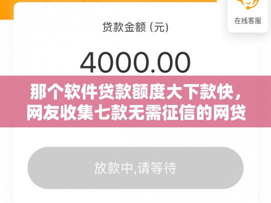 那个软件贷款额度大下款快，网友收集七款无需征信的网贷能下款吗