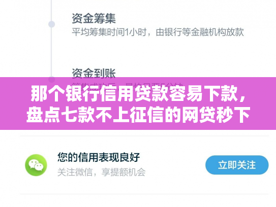 那个银行信用贷款容易下款，盘点七款不上征信的网贷秒下款