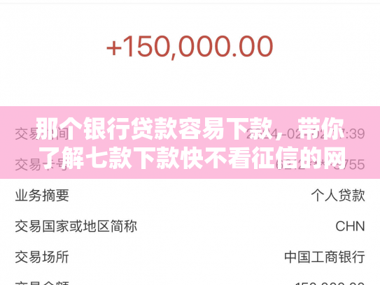 那个银行贷款容易下款，带你了解七款下款快不看征信的网贷6