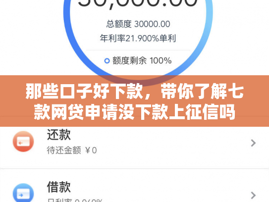那些口子好下款，带你了解七款网贷申请没下款上征信吗