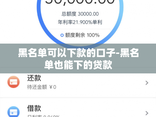 黑名单可以下款的口子-黑名单也能下的贷款