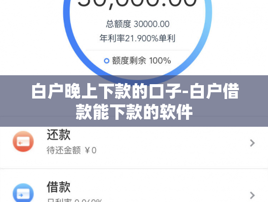 白户晚上下款的口子-白户借款能下款的软件