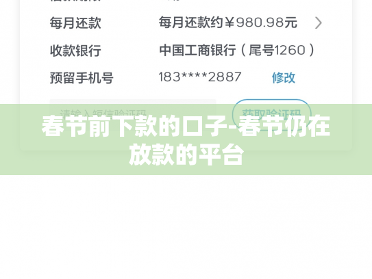 春节前下款的口子-春节仍在放款的平台