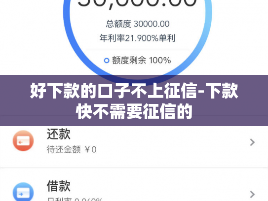 好下款的口子不上征信-下款快不需要征信的