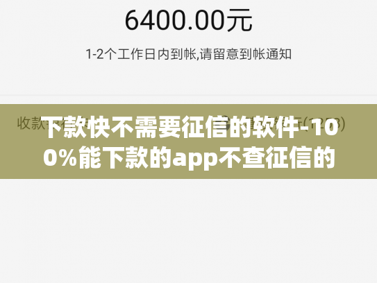 下款快不需要征信的软件-100%能下款的app不查征信的