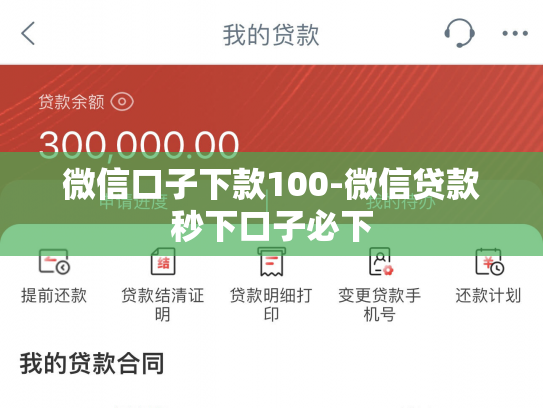 微信口子下款100-微信贷款秒下口子必下