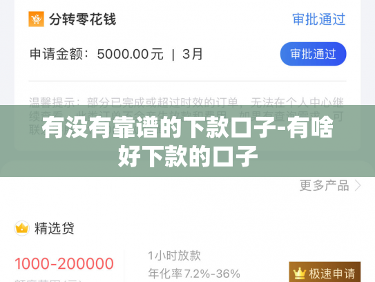 有没有靠谱的下款口子-有啥好下款的口子