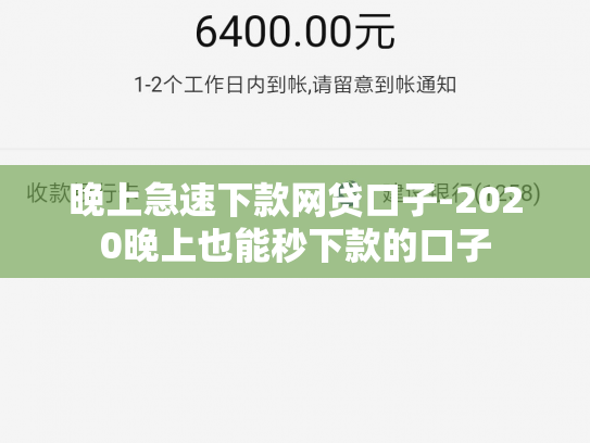 晚上急速下款网贷口子-2020晚上也能秒下款的口子