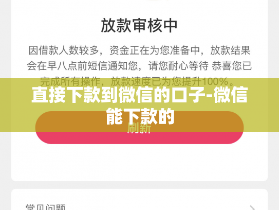 直接下款到微信的口子-微信能下款的