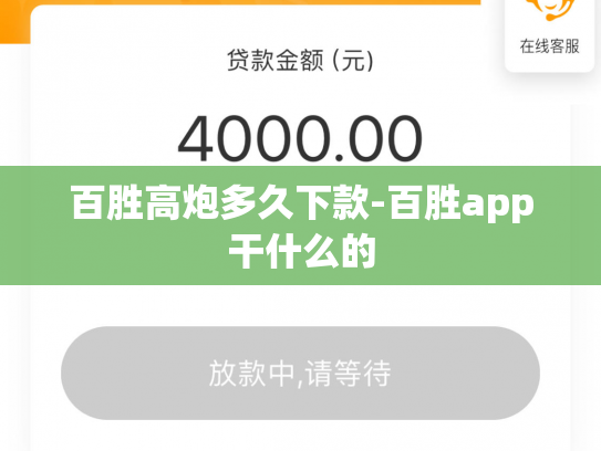 百胜高炮多久下款-百胜app干什么的