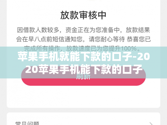 苹果手机就能下款的口子-2020苹果手机能下款的口子