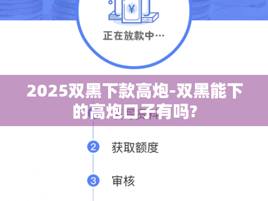 2025双黑下款高炮-双黑能下的高炮口子有吗?