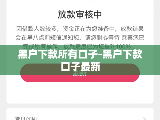 黑户下款所有口子-黑户下款口子最新