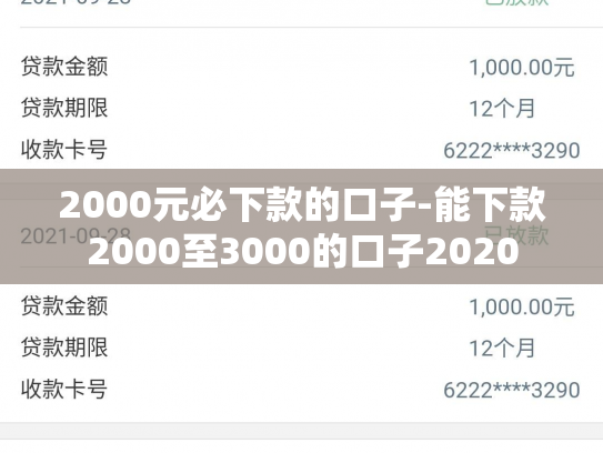2000元必下款的口子-能下款2000至3000的口子2020