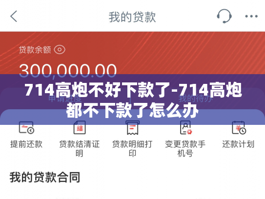 714高炮不好下款了-714高炮都不下款了怎么办